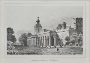 Vista de la Galería Gótica en el Palacio Wilanów, 1840 de Augustin François Lemaiand#770tre