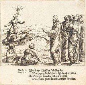 Cristo sana a un demoníaco ciego y mudo de Augustin Hirschvogel