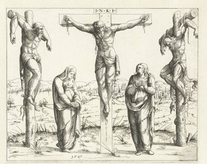 Cristo en la cruz y María y Juan Crucifixión Concordancia del Antiguo y Nuevo Testamento (título de la serie) Concordants alt und news Testaments (título de la serie)