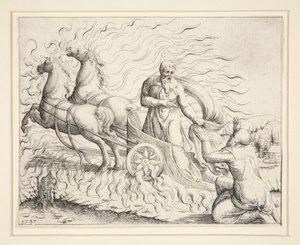 Elías en el carro de fuego de Augustin Hirschvogel