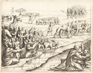 Jacob luchando con el ángel de Augustin Hirschvogel