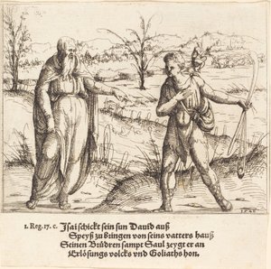 Jesse envía a David a sus hermanos y a Saúl de Augustin Hirschvogel
