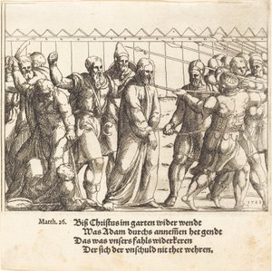 Jesús siendo llevado a Caifás de Augustin Hirschvogel