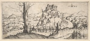Paisaje con Rocas Altas y Fortalezas, 1546 de Augustin Hirschvogel