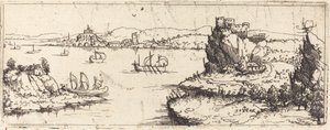 Paisaje con veleros [placa inferior]