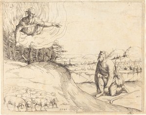 Moisés y la zarza ardiente de Augustin Hirschvogel