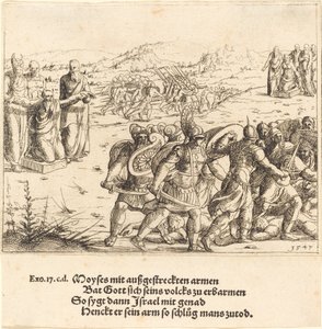 Moisés con los brazos extendidos de Augustin Hirschvogel
