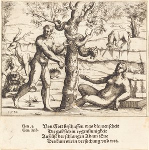 La tentación de Eva, 1548 de Augustin Hirschvogel