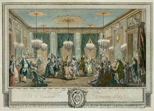 El baile de gala en la casa de Monsieur Villemorien Fila, grabado por L. Provost de Augustin de (after) Saint Aubin