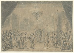 Una recepción, presentada en un escenario de Augustin de Saint Aubin (manner of)