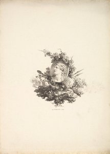 Viñeta con la Cabeza de Baco en una Cornalina, Tomo I, Página 242, de Descripción de..., 1778-80. de Augustin de Saint Aubin
