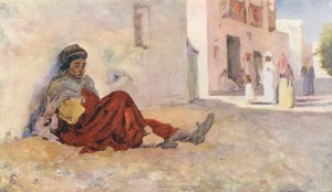 Una calle de Biskra (litografía en color) de Augustine Fitzgerald