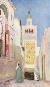 Una calle de Túnez (litografía en color) de Augustine Fitzgerald