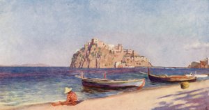 Castillo de los Pescara, Ischia (litografía en color)