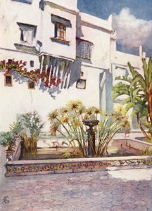 Patio del Bardo, Argel (litografía en color) de Augustine Fitzgerald