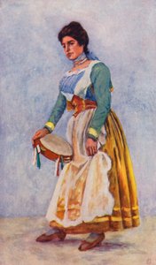 Bailarina de la Tarantela en Sorrento (litografía en color)