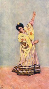 Gitano español bailando la tanga (litografía en color)