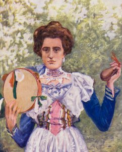 Bailarina de tarantela con castañuelas (litografía en color) de Augustine Fitzgerald