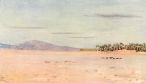 El desierto cerca de Biskra (litografía en color) de Augustine Fitzgerald
