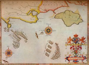 De Portland Bill a Portsmouth: La persecución de la Armada Española por la flota inglesa, c1588 de Augustine Ryther