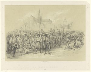 Los retóricos reparten panfletos The Rederijkers 1500 (título sobre objeto) de Augustinus Jacobus Bernardus Wouters