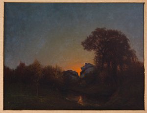 Paisaje al atardecer (óleo sobre lienzo)