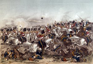 Batalla de Balaclava. Brillante carga de los Scots Greys, 25 de octubre de 1854, grabado por Augustus Butler, publicado por Stannard y Dixon, Londres, 6 de enero de 1855