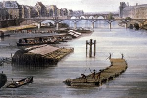 Transporte de mercancías en París, hacia 1810 (grabado)