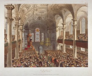 Interior de la Iglesia de St Martin-in-the-Fields, Westminster, Londres, 1809
