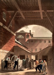 Motor de agua en la prisión de Cold Bath Fields, Londres, 1808 de Augustus Charles Pugin, Thomas Rowlandson