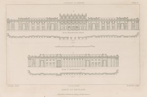 Banco de Inglaterra, fachada sur de Sir John Soane, 1823 de Augustus Charles Pugin