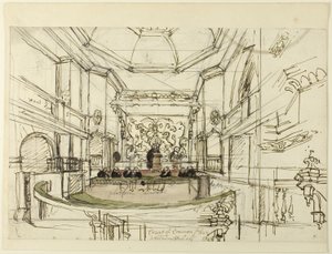 Estudio para el Tribunal de Common Pleas, Westminster Hall, de Microcosm of London de Augustus Charles Pugin