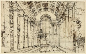 Estudio para Egyptian Hall Mansion House, de Microcosm of London de Augustus Charles Pugin