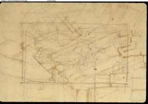 Estudio para Sala de Exposiciones, Somerset House, de Microcosm of London (recto); Boceto de una Pintura: Madonna y Niño (verso) de Augustus Charles Pugin