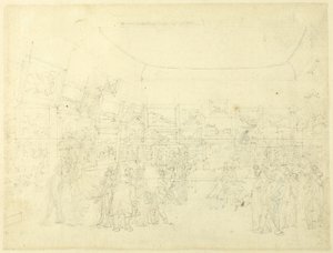 Estudio para la exposición de dibujos coloreados con acuarela, Old Bond Steet, de Microcosm of London