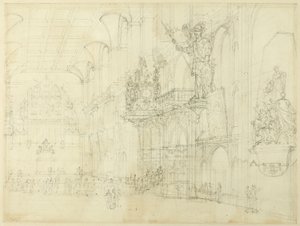 Estudio para Guild Hall, de Microcosm of London de Augustus Charles Pugin