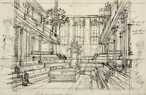 Estudio para la Cámara de los Comunes, de Microcosm of London de Augustus Charles Pugin