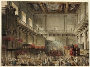 Estudio para la Capilla Real, Whitehall, en Micocosm de Londres de Augustus Charles Pugin