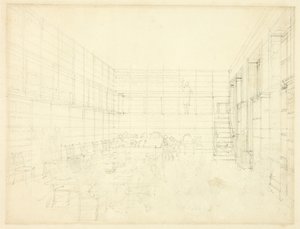 Estudio para la Royal Institution, Albemarle Street, de Microcosm of London de Augustus Charles Pugin
