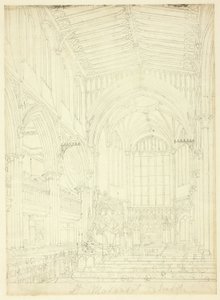 Estudio para la iglesia de Santa Margarita, de Microcosm of London de Augustus Charles Pugin