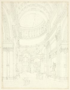 Estudio para la catedral de San Pablo, de Microcosm of London de Augustus Charles Pugin