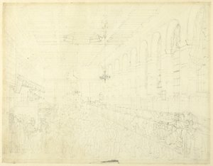 Estudio para The Long Room, Custom House, de Microcosm of London de Augustus Charles Pugin