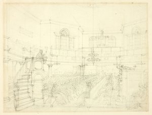 Estudio para The Magdalen Chapel, de Microcosm of London de Augustus Charles Pugin
