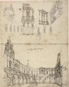 Estudio para el Royal Exchange, de Microcosm of London de Augustus Charles Pugin