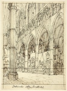 Estudio para la Abadía de Westminster, de Microcosmos de Londres de Augustus Charles Pugin