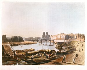 Notre Dame, Ile de la Cité, Ile Saint Louis y el Pont de la Tournelle, 1821 de Augustus Charles after Pugin