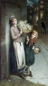Vendedoras de flores – una noche de verano de Augustus Edwin Mulready