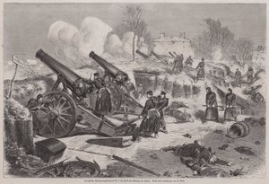 Batería de asedio prusiana en el parque de Le Raincy durante el Sitio de París, Guerra Franco-Prusiana de Augustus J. Beck