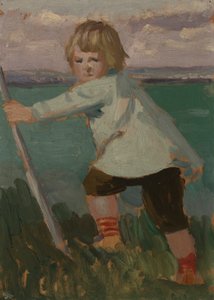 Chico en un acantilado apoyado en un palo de Augustus John