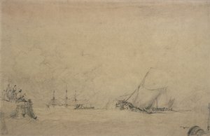 Lugger dirigiéndose a la boca de un puerto de Augustus Wall Callcott
